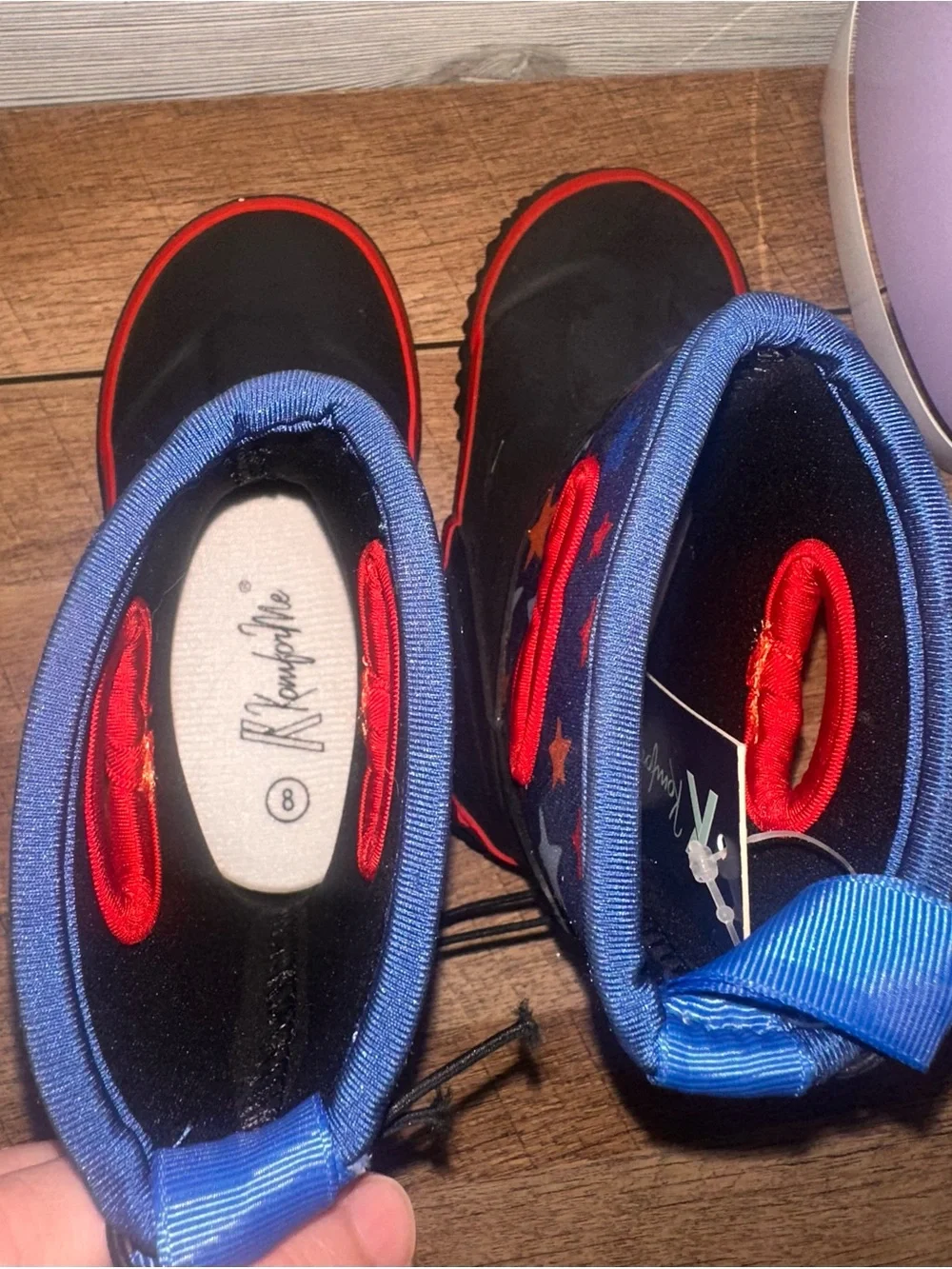 Kids Star-Pattern Blue and Red Waterproof Snow Boots